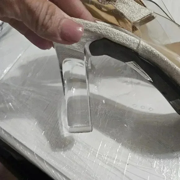 J.Renee Drisana Clear Ivory Slingback Heels w/ Pearl Detail - Picture 3 of 10